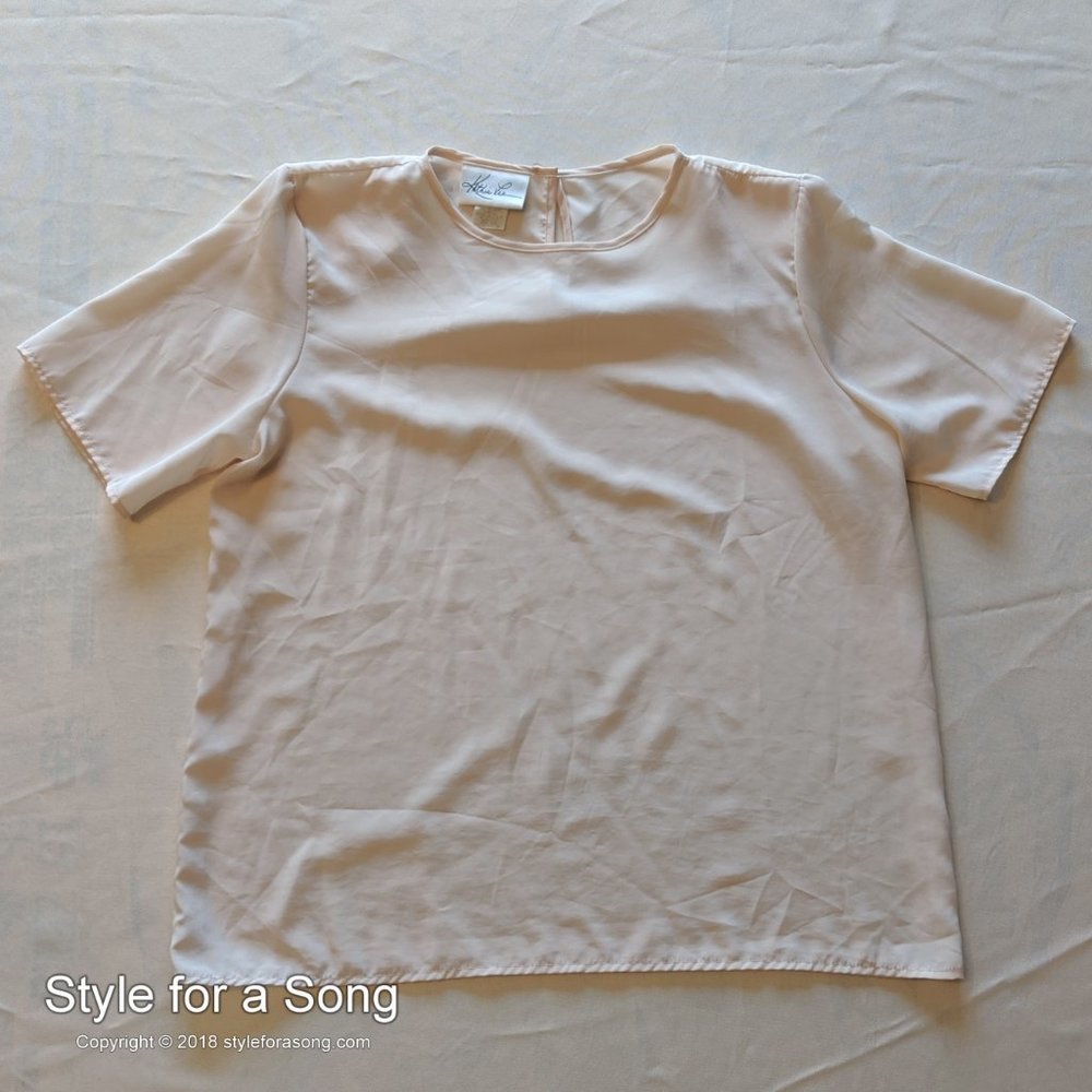 Vintage Cream Sheer Flowy Short Sleeve Top 8